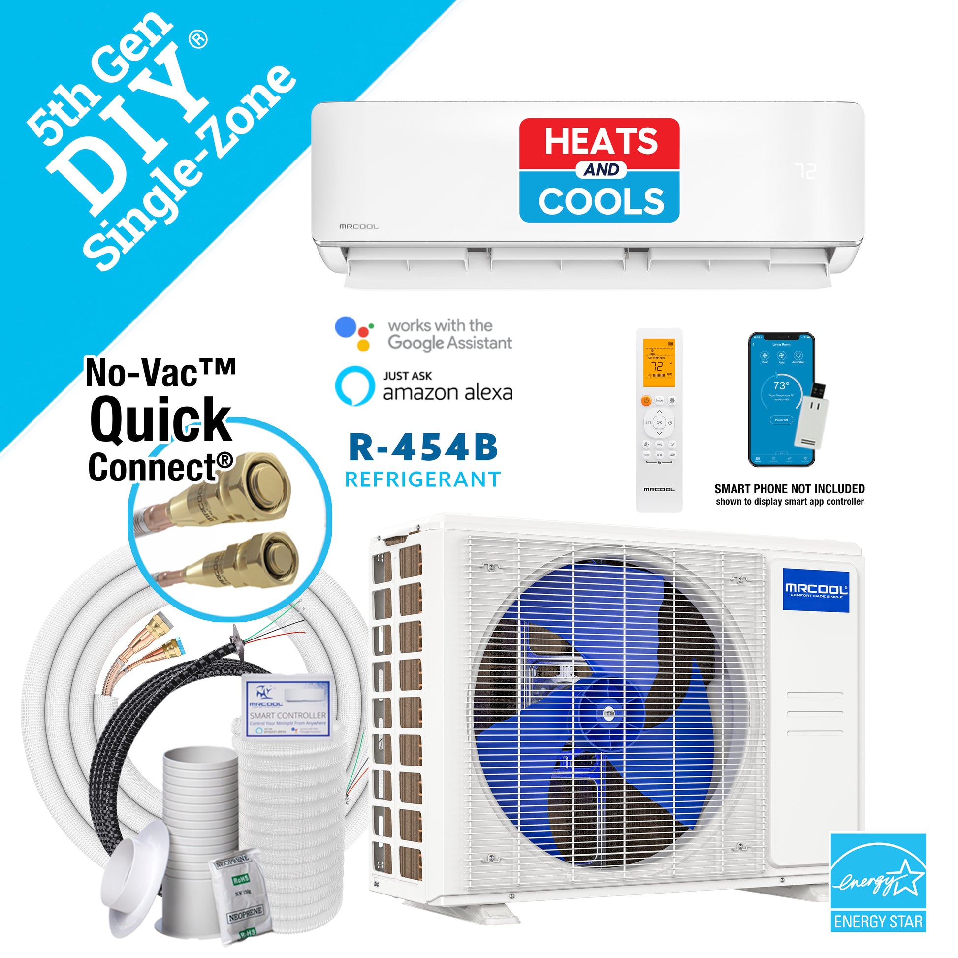 MRCOOL® 12k DIY 5th Generation Bundle - includes Condenser, Air Handler,  DIY® Quick Connect®  Line Set, DIYPRO® Cable, and Remote -  115v - Image 4